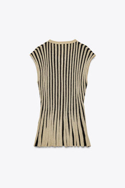 ZARA ТОП В ПОЛОСКУ, ЭКРЮ/ЧЕРНЫЙ