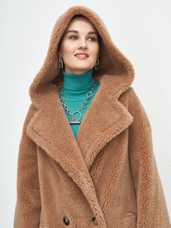 Шуба женская чебурашка тедди из эко меха, рыжая, SilverFox