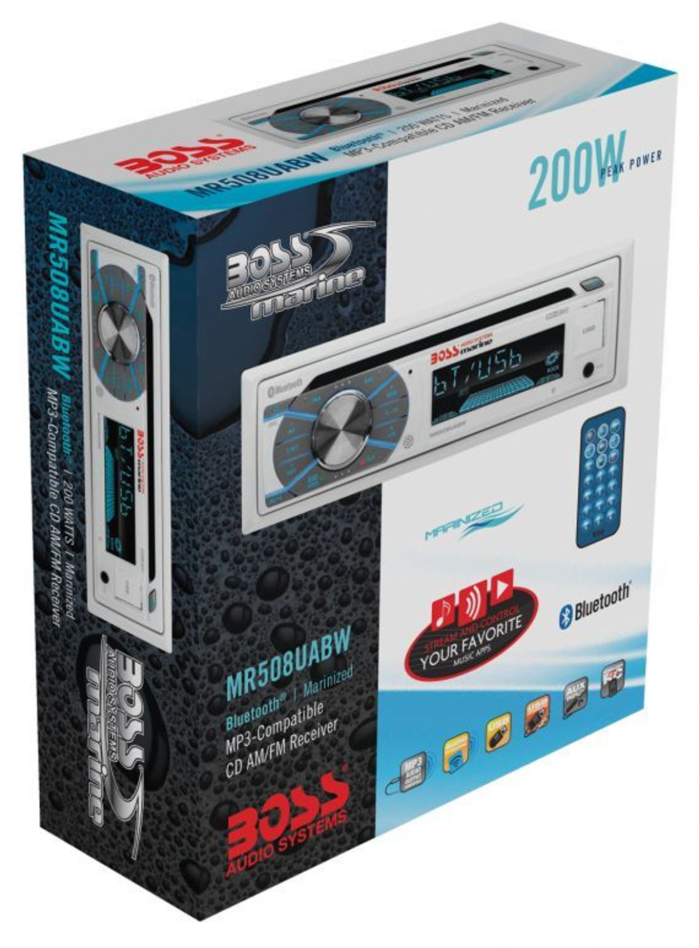 Магнитола Boss Audio Marine MR508UABW с Bluetooth, 50 Вт х5