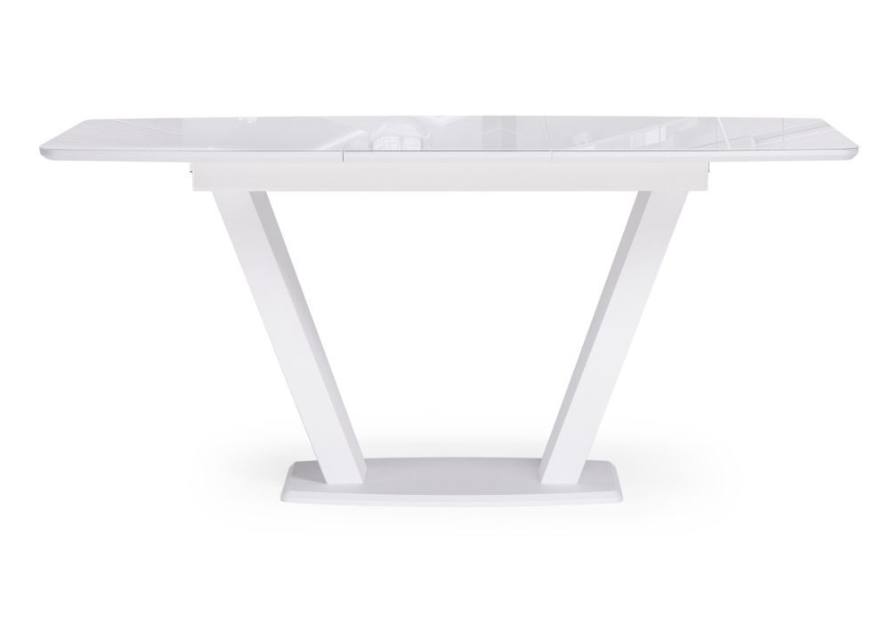 Стол на тумбе Петир 120(160)х80х75 ультра белый / белый / камень белый