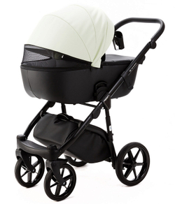 Детская коляска Adamex Nola Deluxe 2 в 1 N-SD104 (КРЕМОВАЯ КОЖА + ЧЕРН.КОЖА)
