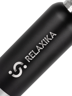 Термос Relaxika 103 (1,2 литра), черный (стикерпак "Зимний спорт")