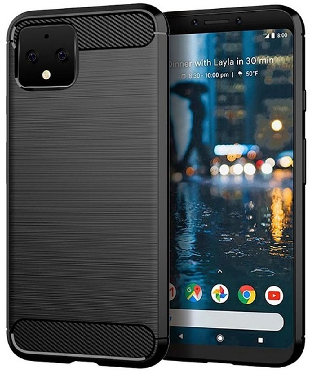 Чехол на Google Pixel 4 цвет Black (черный), серия Carbon от Caseport