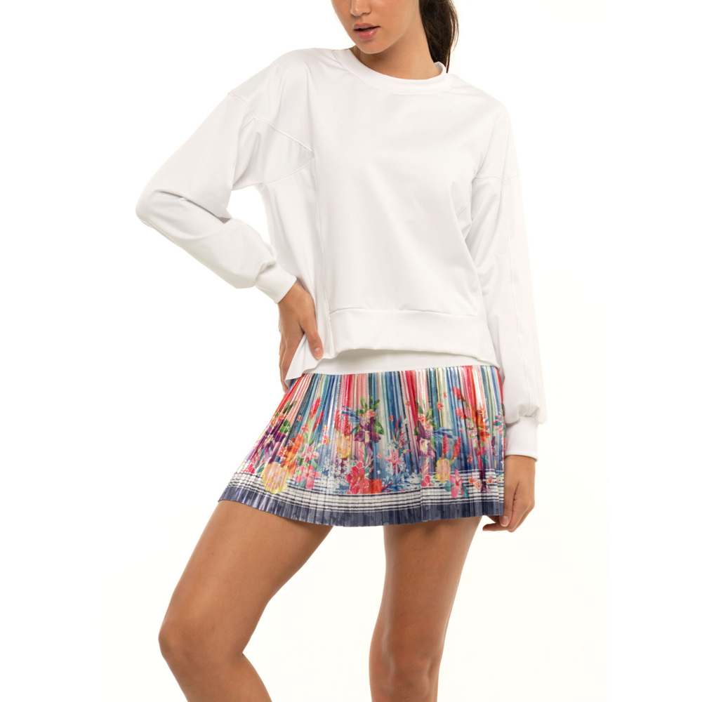 Женская теннисная юбка Lucky in Love Long Goin' Daisy Pleated Skirt Women - White, Multicoloured