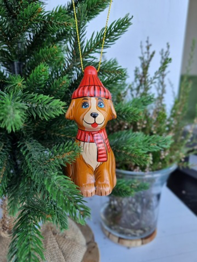 Пёс Барбоскин ёлочная игрушка из фарфора