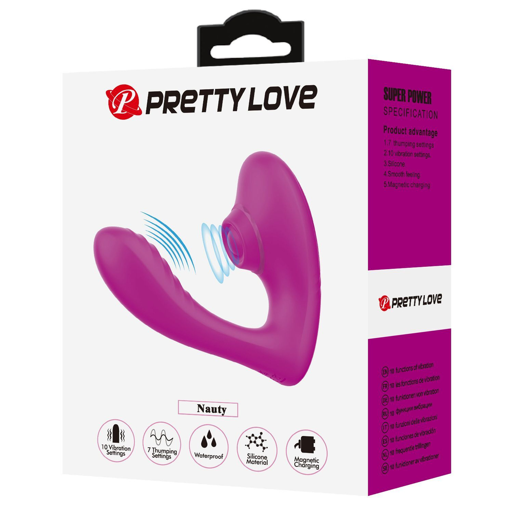 Вибратор со стимулятором клитора Pretty Love Nauty, 14 см