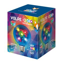 ULI-Q308 1.5W-RGB-E27 ДИСКО ШАР 3D Светодиодный светильник. Свечение 3D звёзды. 220В. Диаметр 8см. ТМ Volpe.