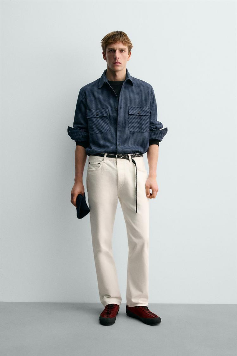 ZARА Х AARON LEVINE ФЛАНЕЛЕВАЯ РУБАШКА В КЛЕТКУ, МОРСКОЙ СИНИЙ