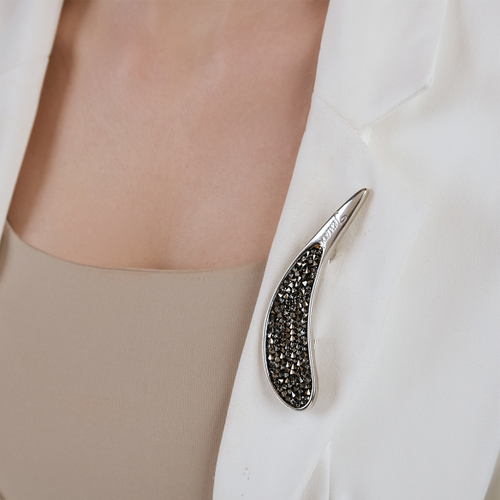 "Агостино" брошь в серебряном покрытии из коллекции "Шик" от Jenavi с замком булавка