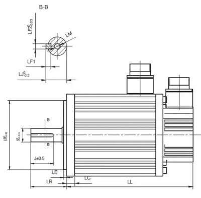 Серводвигатель 130SPSM24-20220EAM (Servoline, 2 кВт, 380 В, 2000 об/мин, 9.55 Нм, 5000 имп/об, IP65)