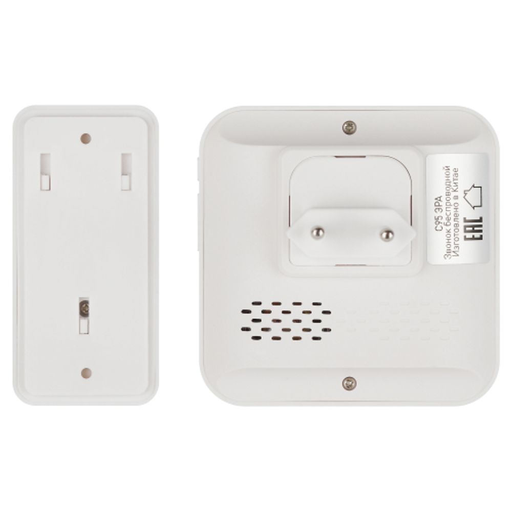Звонок дверной ЭРА C95 беспроводной, от сети, белый, 52 мелодии