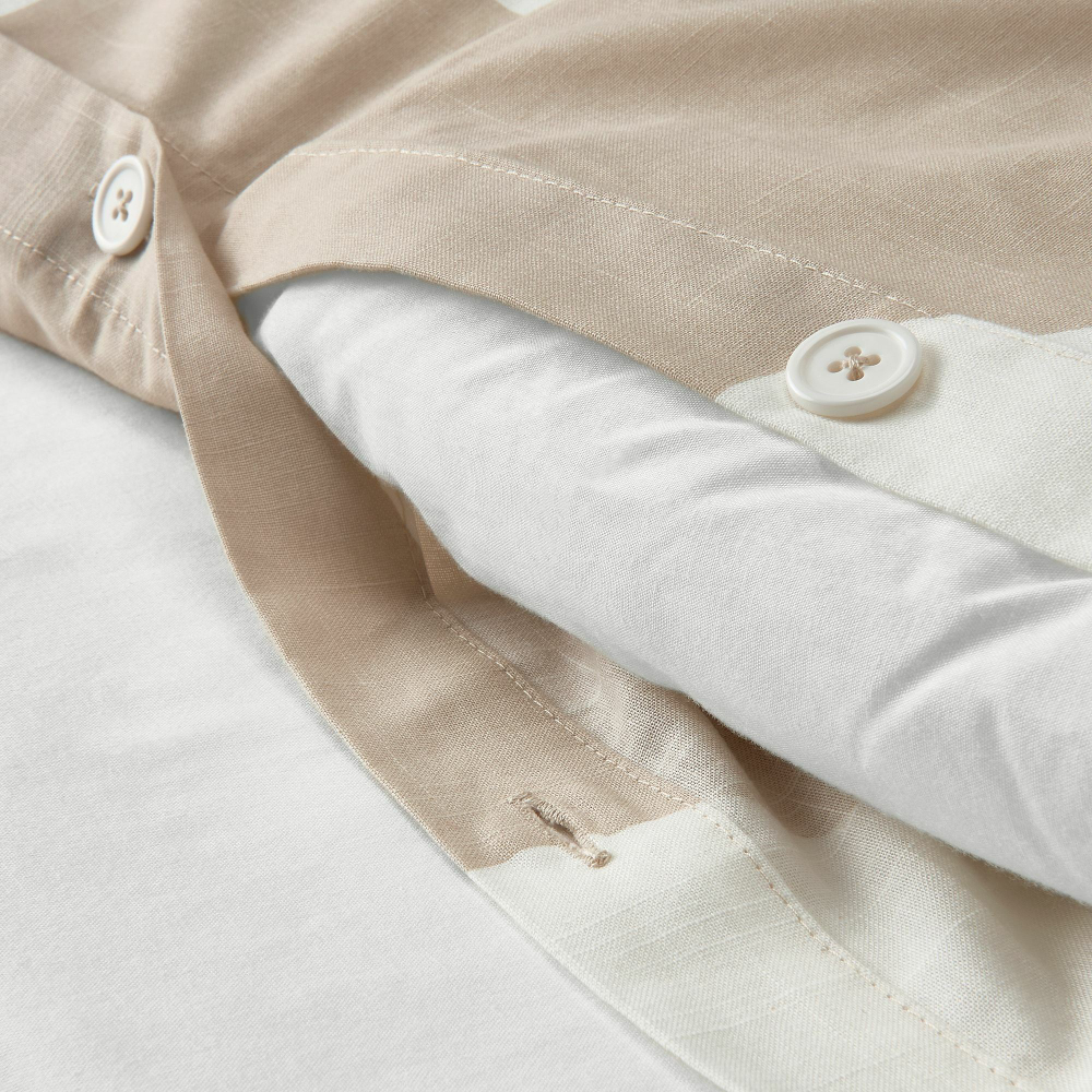 Комплект постельного белья IKEA KLYNNETAG (КЛИННЕТАГ), Двуспальный, Бежевый с рисунком, 240x220, 50x80 см