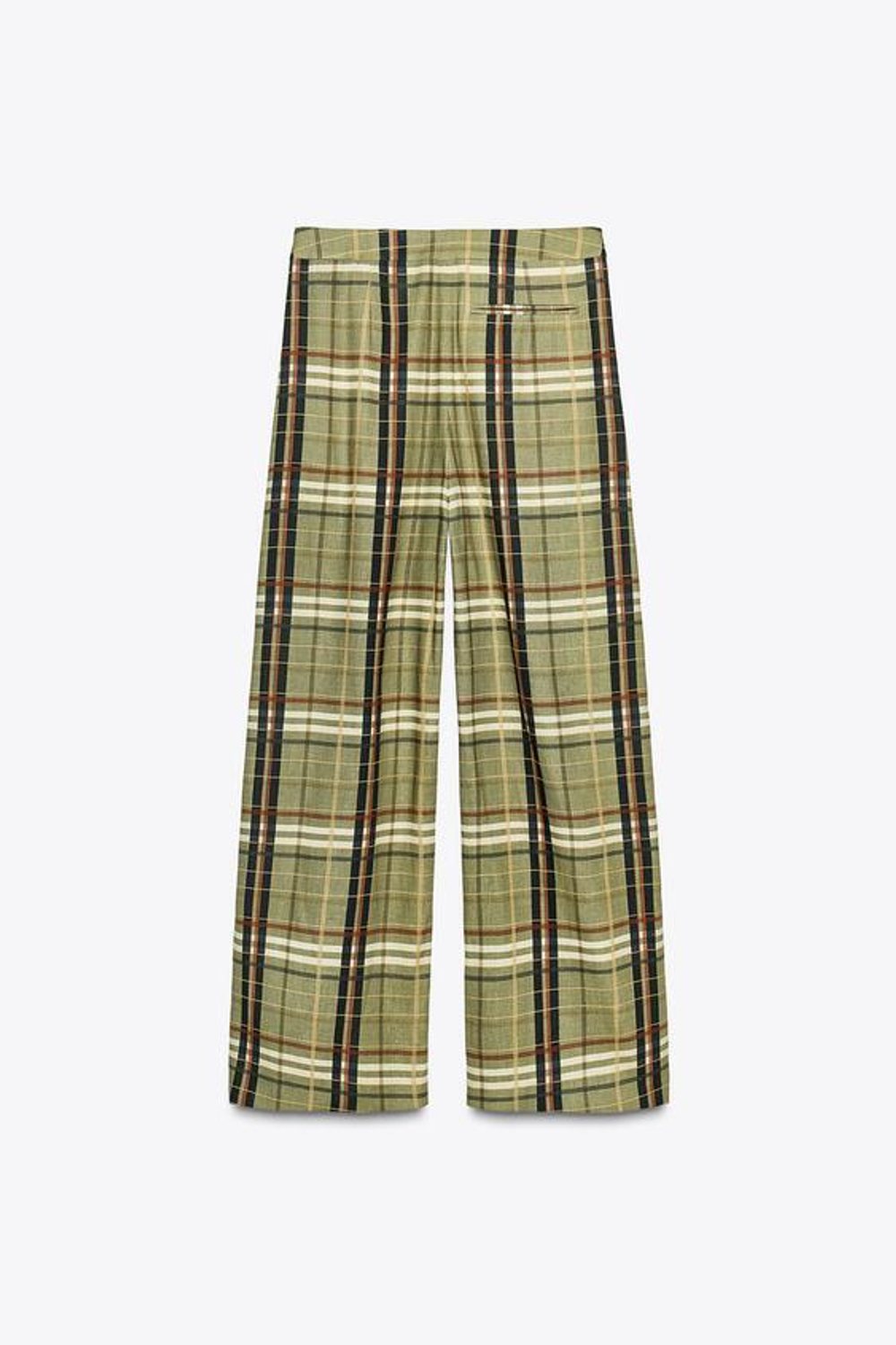 ZARA БРЮКИ В КЛЕТКУ ИЗ СМЕСОВОГО ЛЬНА — ZW COLLECTION, ЗЕЛЕНЫЙ