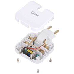 Разветвитель электрический ЭРА SPF-2-FL-USB поворотный на 2 розетки + 2USB 10А белый
