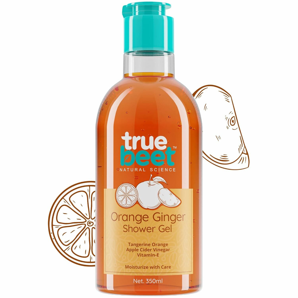 Гель для душа Truebeet Orange Ginger Body Wash для увлажнения кожи с яблочным уксусом и витамином Е для мужчин и женщин (350 мл)