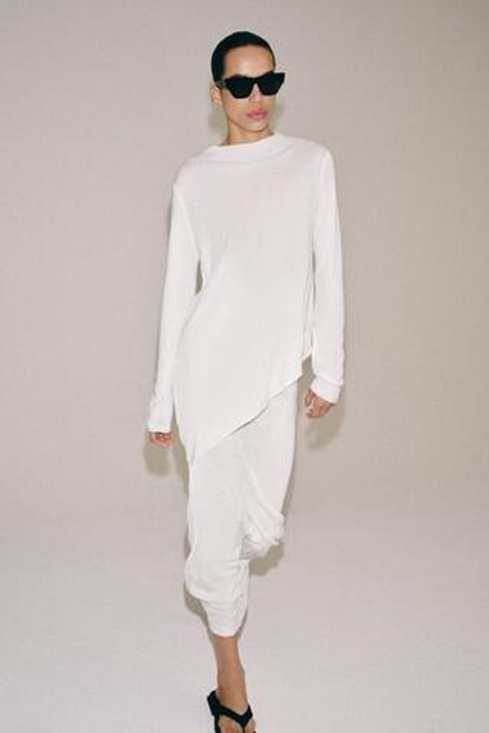 ZARA ТРИКОТАЖНАЯ ЮБКА МИДИ, БЕЛЫЙ