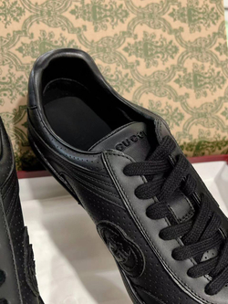 Мужские кроссовки Gucci G75 из кожи черного цвета