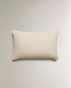 ZARA HOME НАВОЛОЧКА ИЗ ХЛОПКОВОГО МУСЛИНА, ПЕСОЧНЫЙ