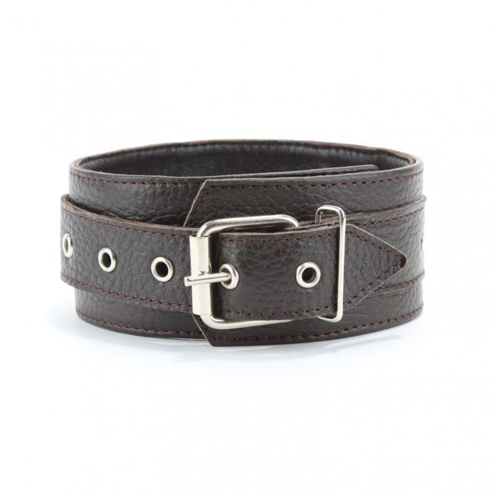 Коричневый широкий ошейник из мягкой кожи (Цвет: коричневый)