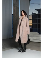 Шуба из натуральной шерсти мериноса, пудровая, SilverFox (арт. 1188)