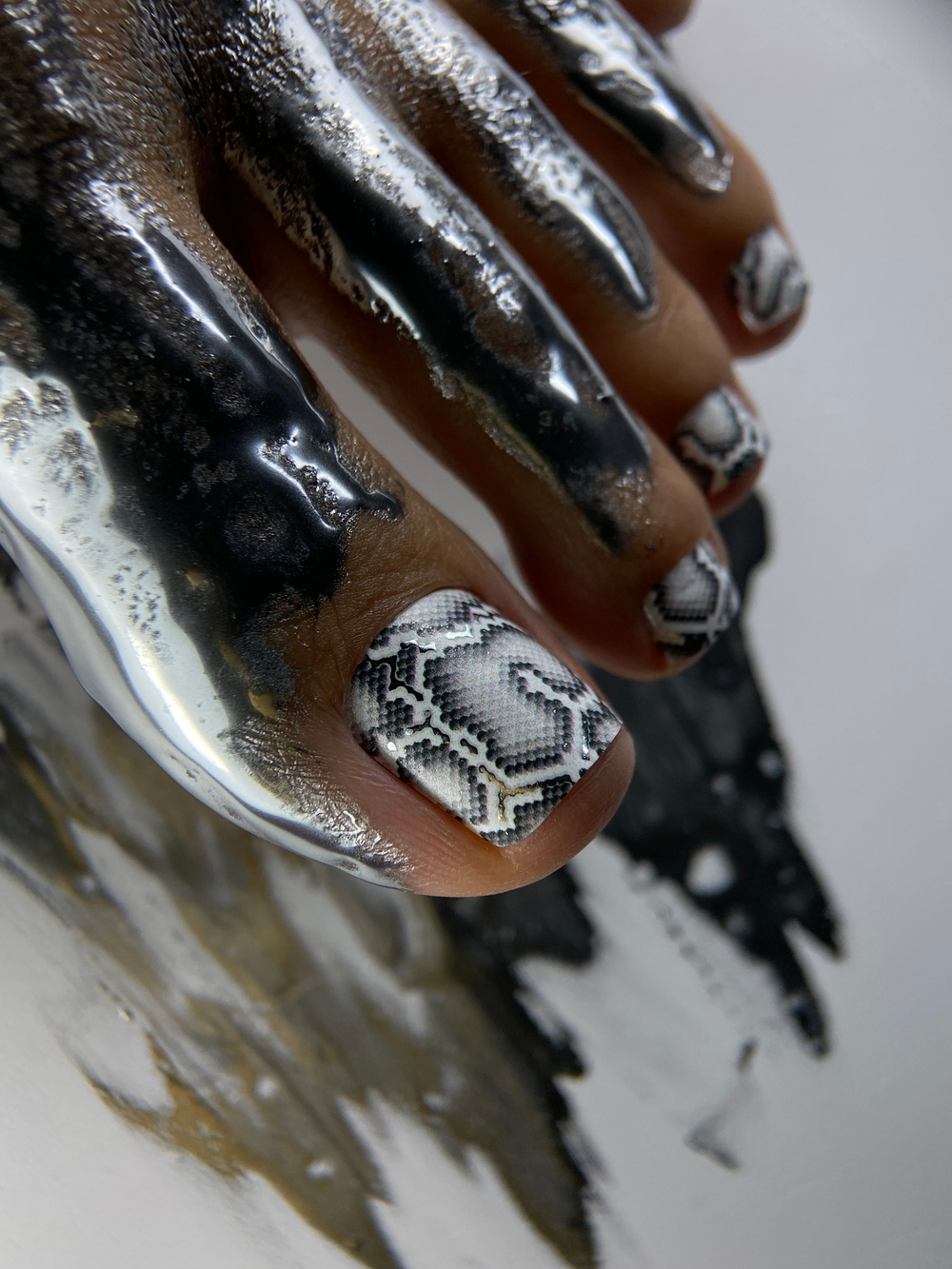 Crazy Manic Плёнки для ногтей для педикюра silver snake p