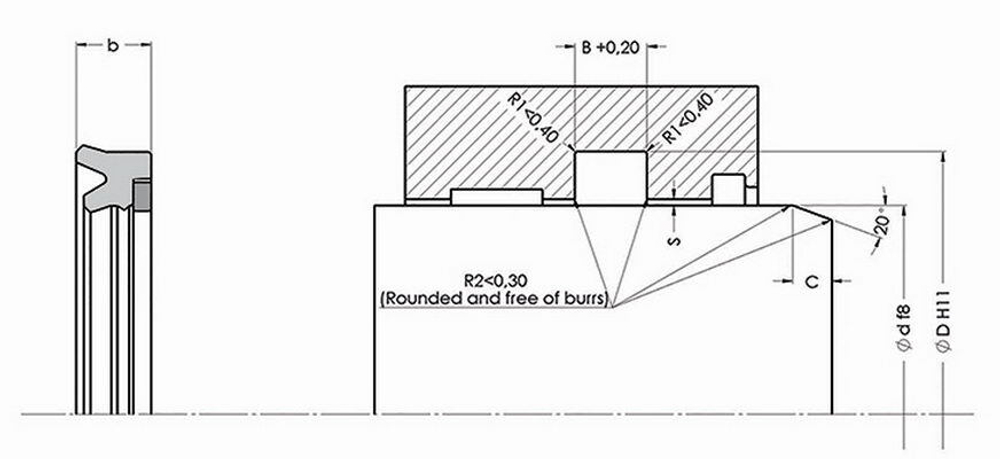 A153-063/3 PU U-образное штоковое уплотнение 63-78-10/11