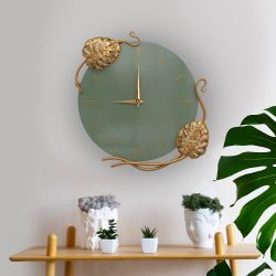 Часы настенные Monstera Deliciosa (Монстера) Колор Зеленый нефрит Амбер