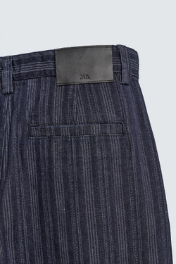 ZARA БРЮКИ ЧИНОС RELAXED FIT В ТОНКУЮ ПОЛОСКУ, СИНИЙ