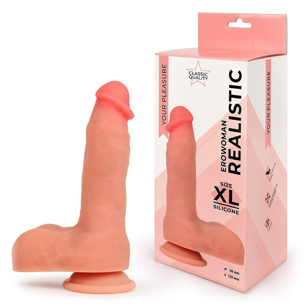 Телесный фаллоимитатор на присоске Erowoman Realistic
