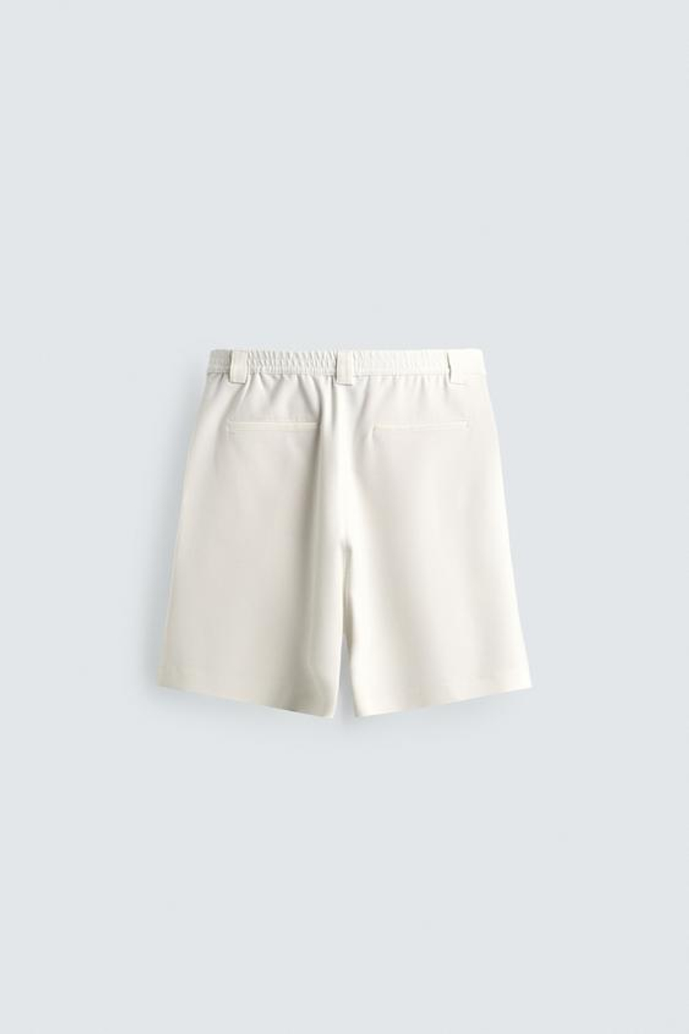 ZARA ШОРТЫ RELAXED FIT С БОКОВЫМИ СКЛАДКАМИ, ЖЕЛТОВАТО-БЕЛЫЙ