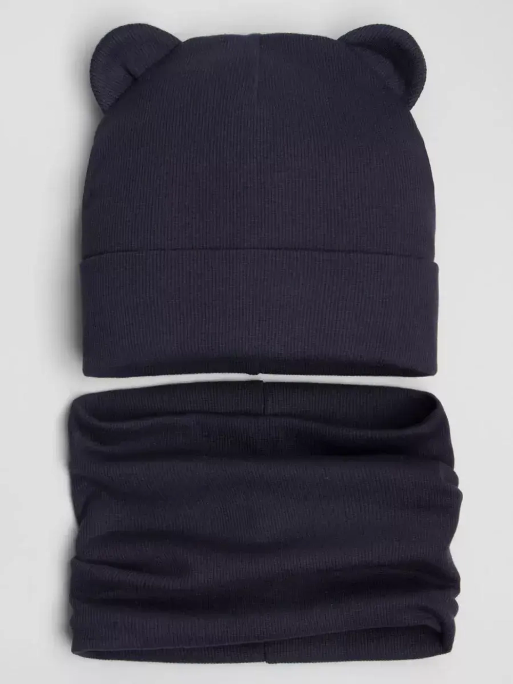 Шапка детская осенняя с ушками и снуд