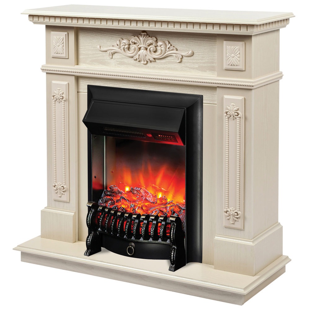 Каминокомплект Real Flame Lilian WT с очагом Fobos Lux Black RC