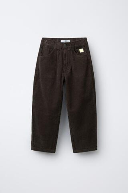 ZARA БРЮКИ ИЗ ПЛОТНОГО ВЕЛЬВЕТА, ТЕМНО-КОРИЧНЕВЫЙ