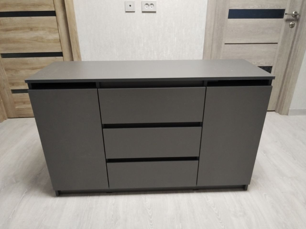 Комод 3 ящика 2 створки «Денвер» Графит