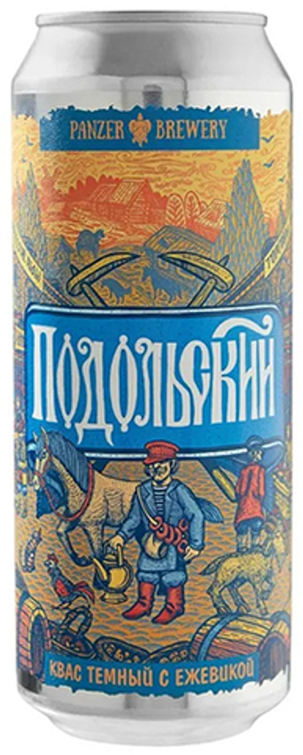 Квас Темный с Ежевикой Panzer "Подольский" 0.5л - 6шт