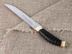 Нож «Пластунский», сталь Х12МФ, резная рукоять из черного мореного граба