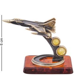 AM-4097 Фигурка «Самолет Истребитель МиГ-31» (латунь, янтарь)