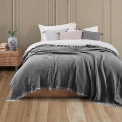 Плед муслиновый 240х260, Однотонный, Антрацитовый