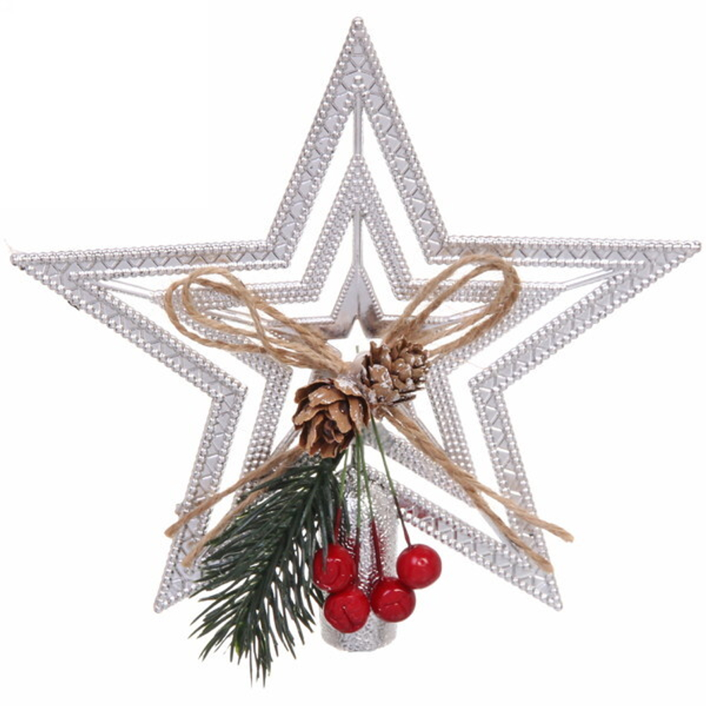 Звезда на ёлку «Волшебство ночи» шишки 14,5*14,5 см, Серебро