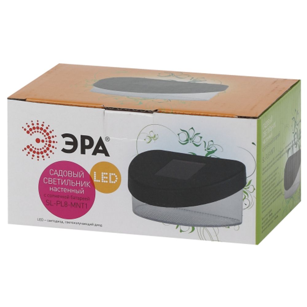Светильник уличный ЭРА SL-PL8-MNT1 на солнечной батарее пластик черный 5,5 см