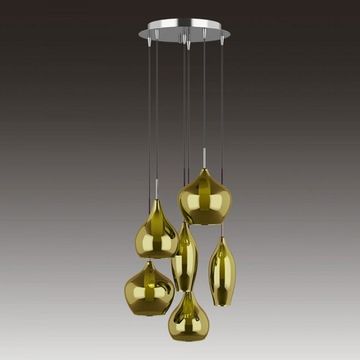 803068 (MD2098-6G) Подвес PENTOLA 6х25W  G9 СЕРЕБРО/ОЛИВКОВЫЙ