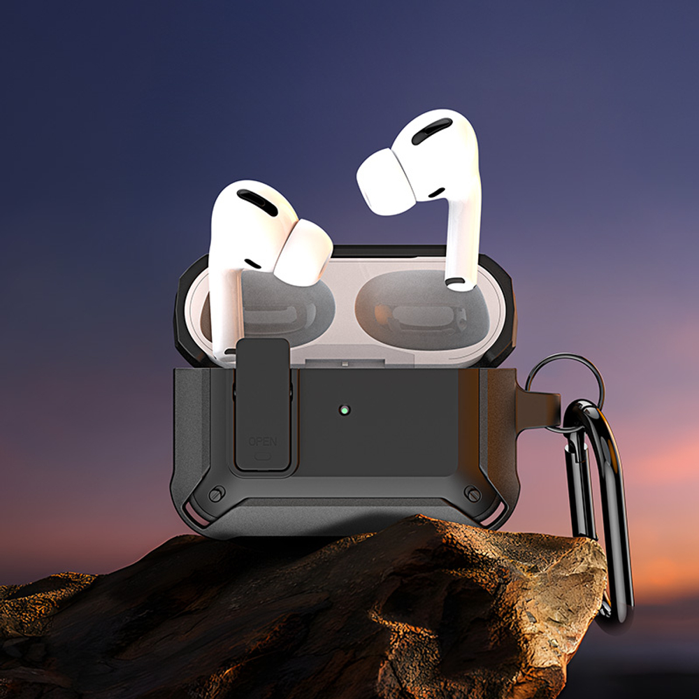 Чехол с замком для наушников AirPods Pro 2, черный цвет, серия PECO Series Case от Dux Ducis