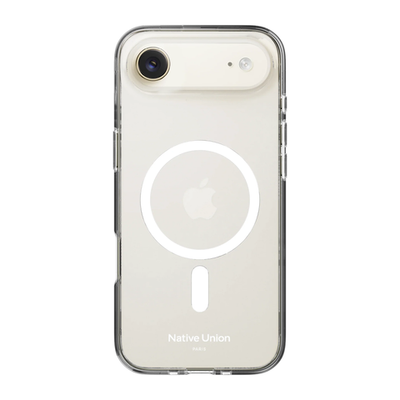 Прозрачный чехол MagSafe Native Union (Re)Clear Case для iPhone Air Глянцевый гибридный чехол из переработанного пластика, повышенным уровнем защиты при падении и вырезом для Контроллера камеры. Производителем заявлена устойчивость к пожелтению