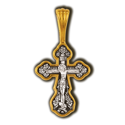 Крестик серебряный с золочением.