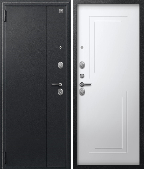 Входная дверь SEZAM A-06 Чёрный сатин - Кашемир белый