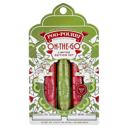 Poo-Pourri, On-The-Go, Before-You-Go®, спрей-освежитель для туалета, набор ограниченной серии, 3 шт., 10 мл (0,34 жидк. унции)