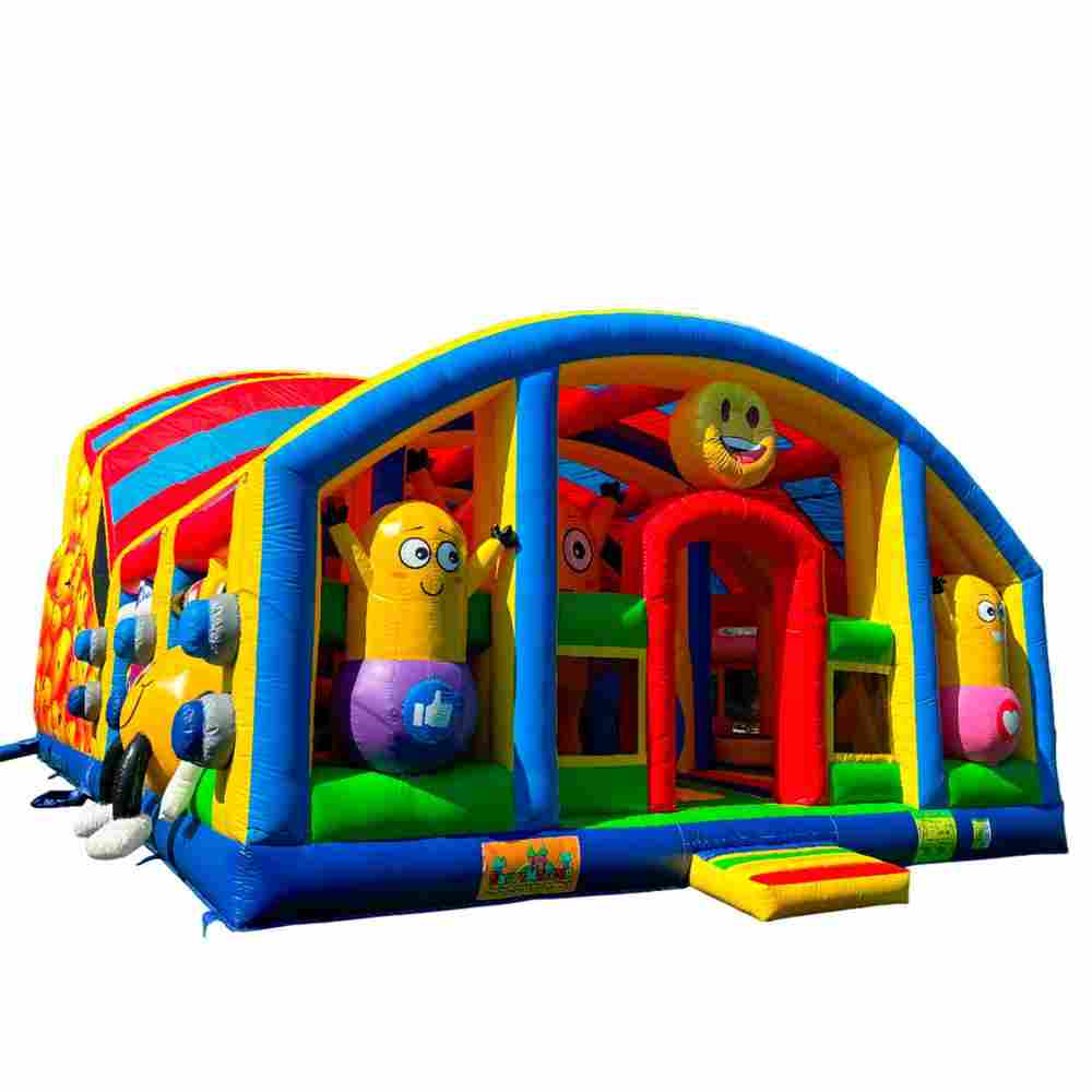 Коммерческий надувной батут «Смайлики» с крышей, размер 12*8*7 м