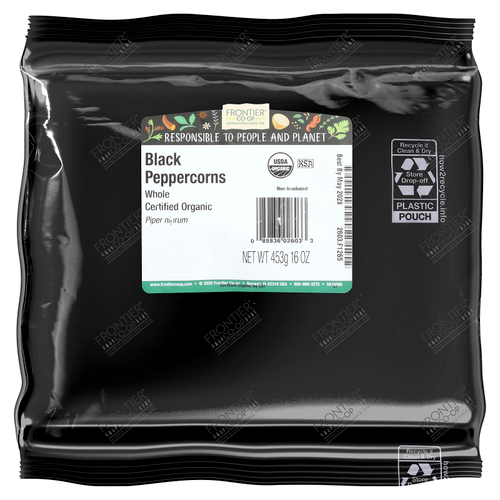 Frontier Co-op, Органические цельные зерна черного перца, 16 унций (453 г)