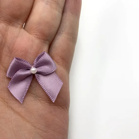 Бантик лавандово-серый с бусинкой, Arta-F