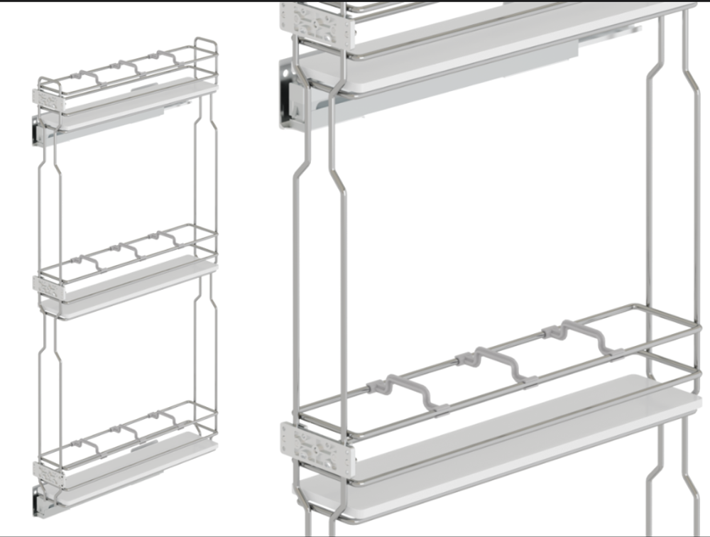 S-2916-C Выдвижения колонна в базу 150 мм, Starax, 3-х ярусная, (106х450х920 мм), правая